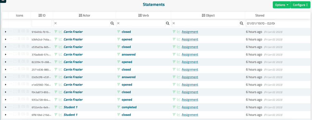 Examples of Statements from Our LMS