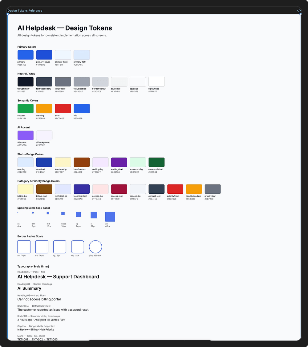 Design colors and components offered by AI
