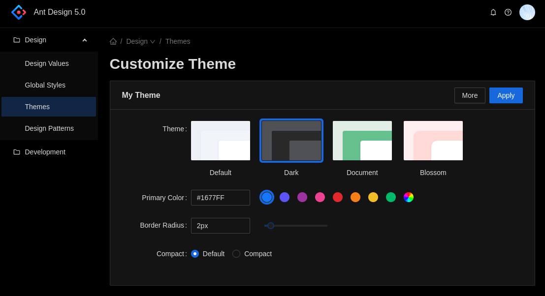 Ant Design 5.0 Theme Customization