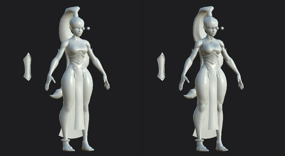 Model before and after baking  Model before and after baking