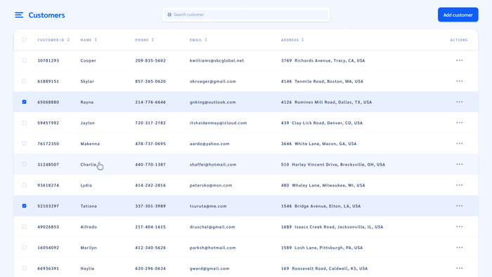 ERP for a Logistics Company - List Clients Screen