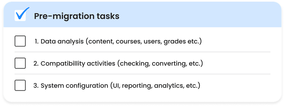 Pre-migration tasks checklist
