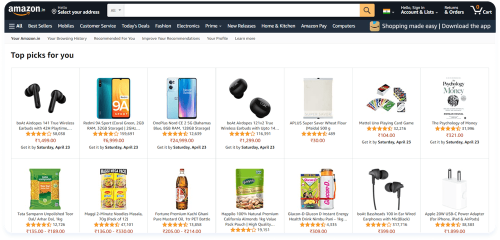 Product recommendations in Amazon Product recommendations in Amazon