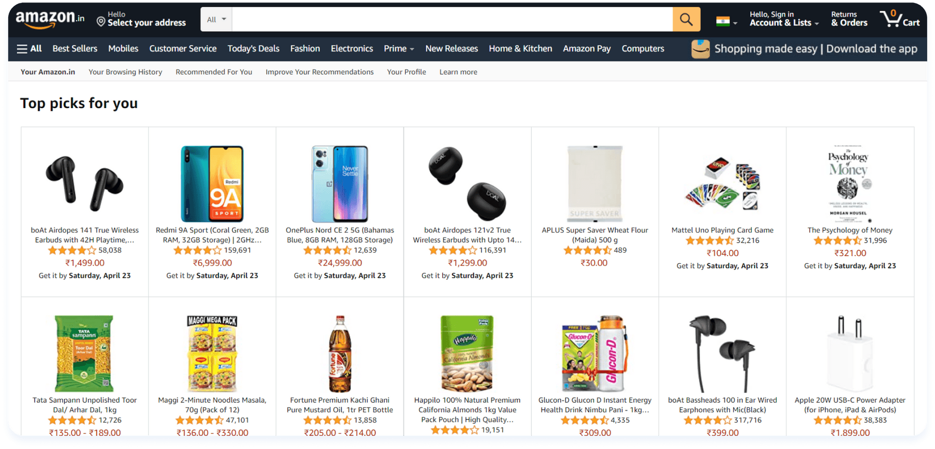 Product recommendations in Amazon