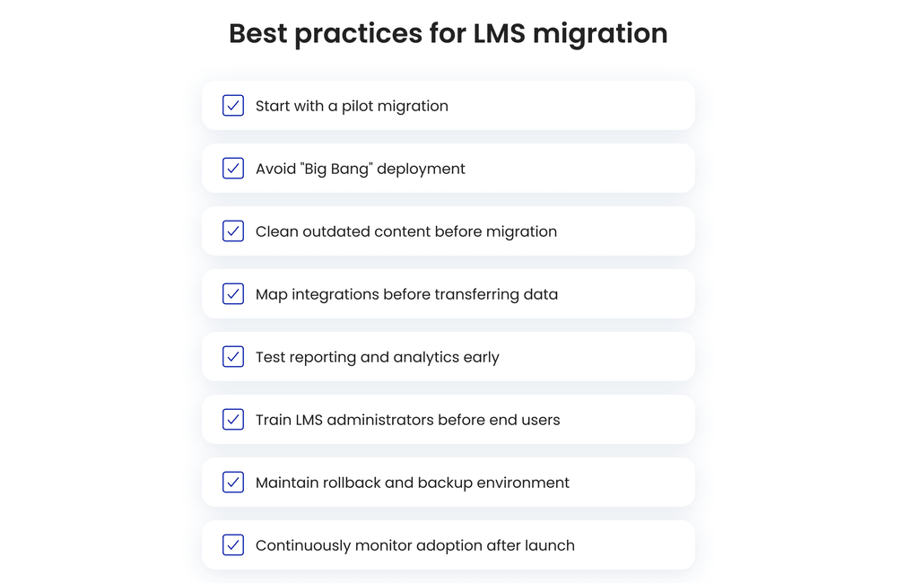 Best practices for LMS migration
