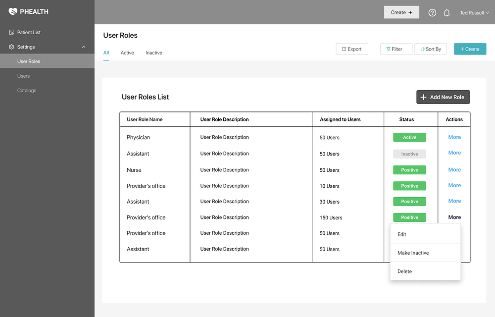 HIPAA compliant user roles in PHealth app from Aristek Systems HIPAA compliant user roles in PHealth app from Aristek Systems