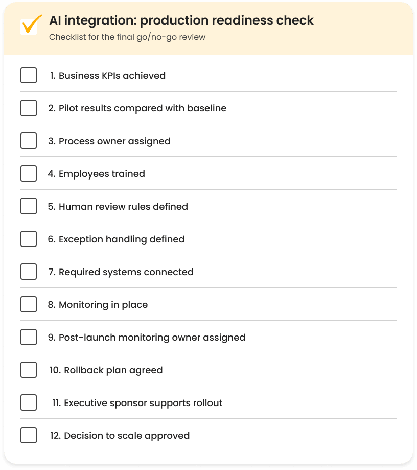 Product readiness checklist