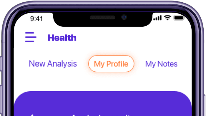 Health mobile app - Analysis Results Screen