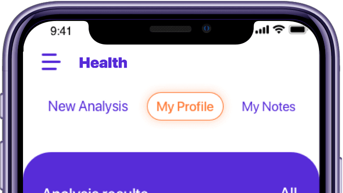 Health mobile app - Analysis Results List Screen