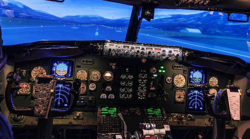 Picture Showing Aircraft VR (Virtual Reality) Simulator - the Future of Pilot Training