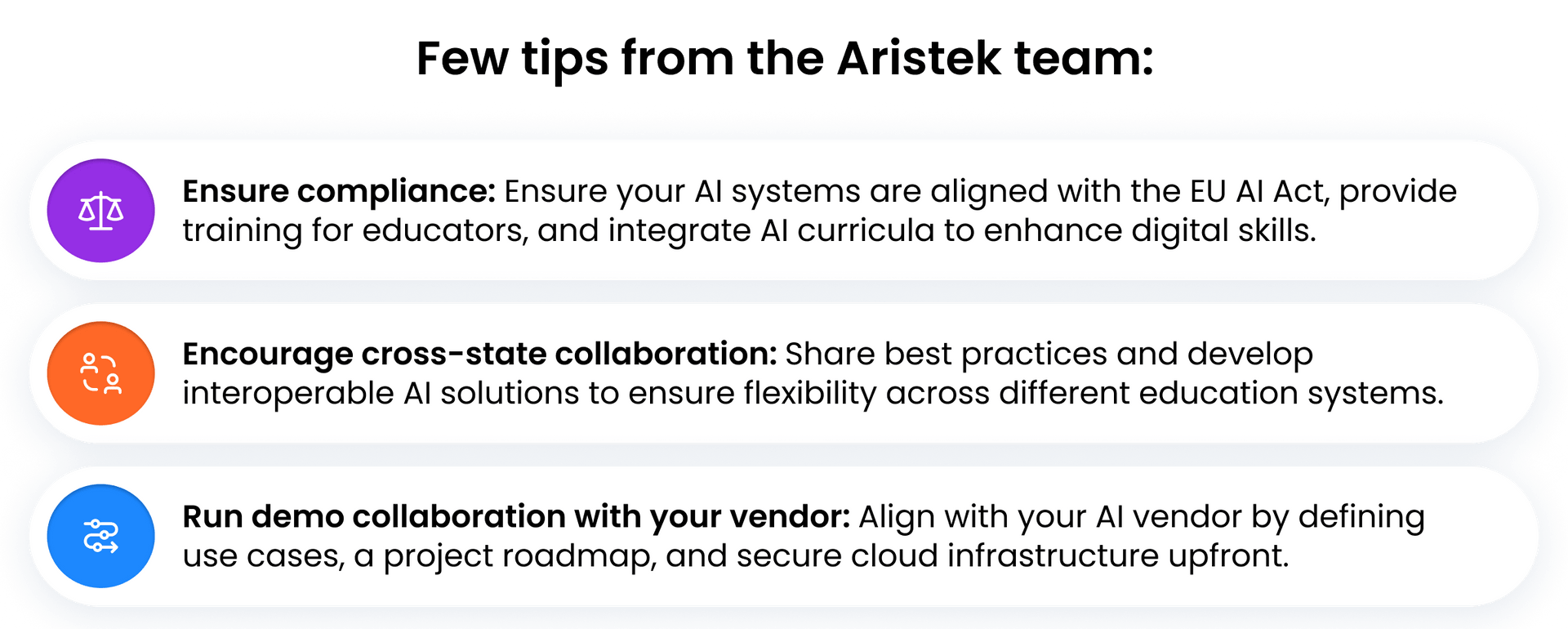 Few tips from the Aristek team