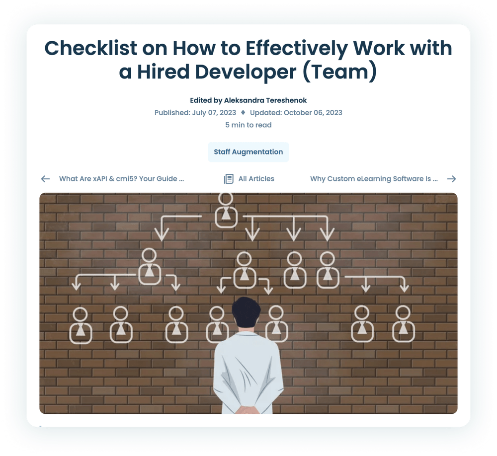 Checklist on how to effectively work with a hired developer Checklist on how to effectively work with a hired developer