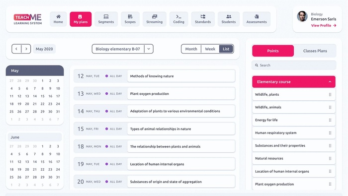 TeachMe - Calendar Screen