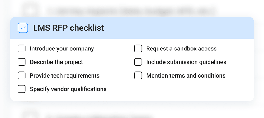 LMS RFP сhecklist LMS RFP сhecklist